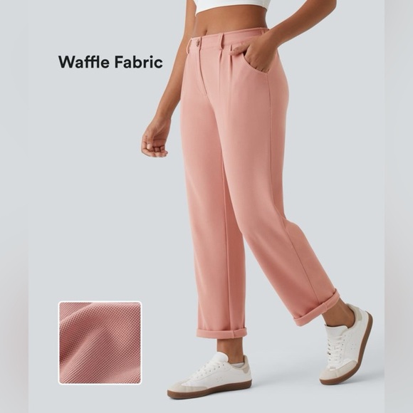 Halara NWT Mid Rise Zipper Pocket Waffle Casual Pants Size Large - Picture 4 of 9